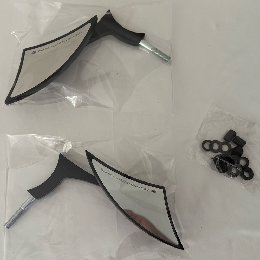 Black Motorcycle Rearview Mirrors - Picture 9 of 10